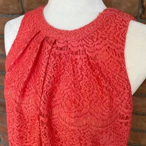 Coral lace sleeveless top